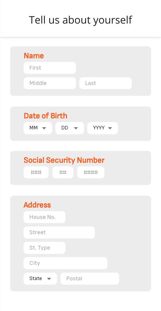 Consumer fills out an application