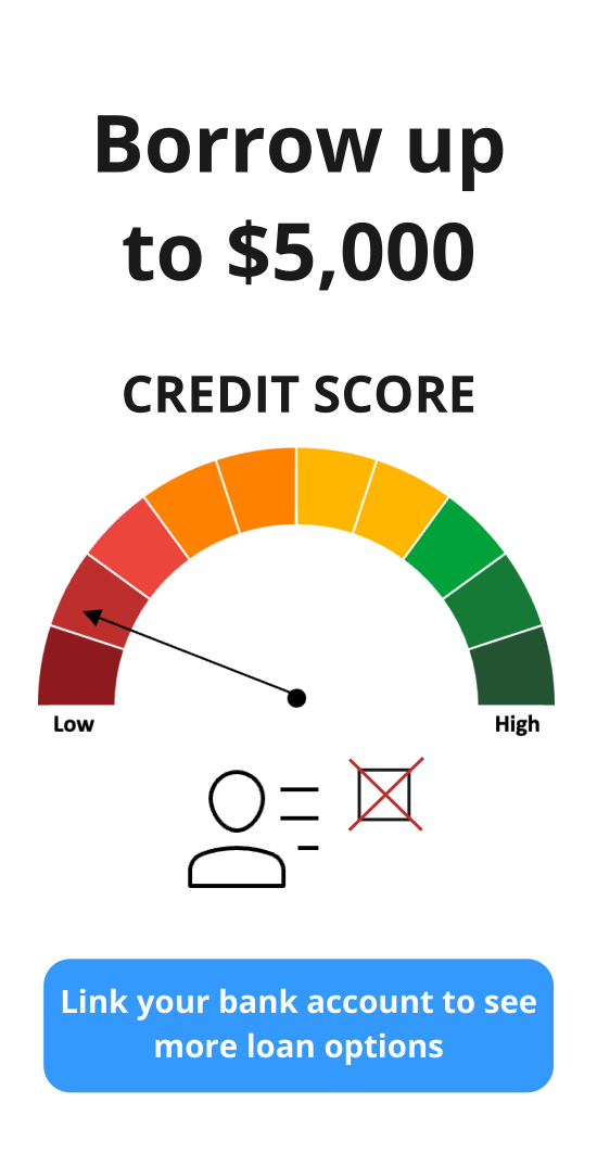 Consumer's credit score is too low and gets declined. Consumer is given the option to link bank data for a second look